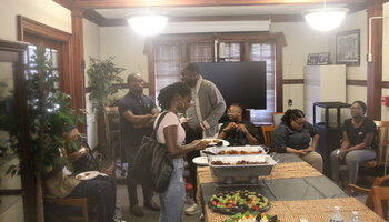 Students and faculty during open house