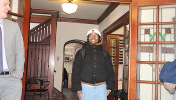 Student entering AFRO