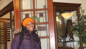 Student entering AFRO