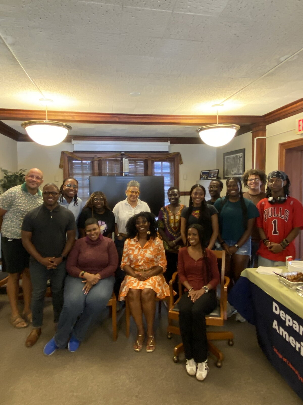 Group photo of faculty, staff, and students from Fall '25 Social event