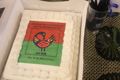 Retirement cake with Sankofa bird