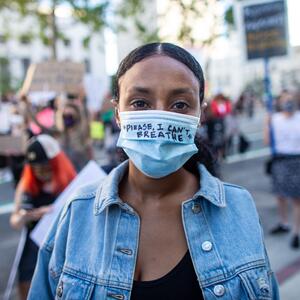 Fask Mask "Please, I can't breathe" as people protest.  #GeorgeFloyd May June 2020