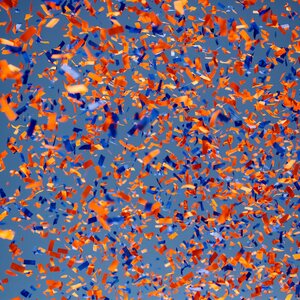 Orange and blue confetti